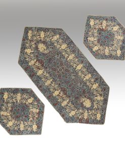 ترمه هاشمی ابریشم طرح رز انگوری – سرمهدوزی و منجوقدوزی دستدوز (جلو مبلی و عسلی)