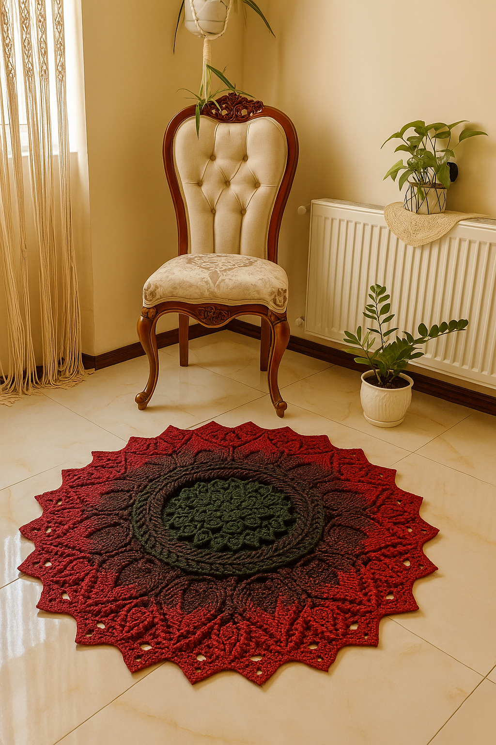 فرشینه دستبافت مکرومه لوکس