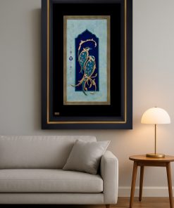 تابلو هنری مرغان بهشتی با ورق طلا ۲۴ عیار