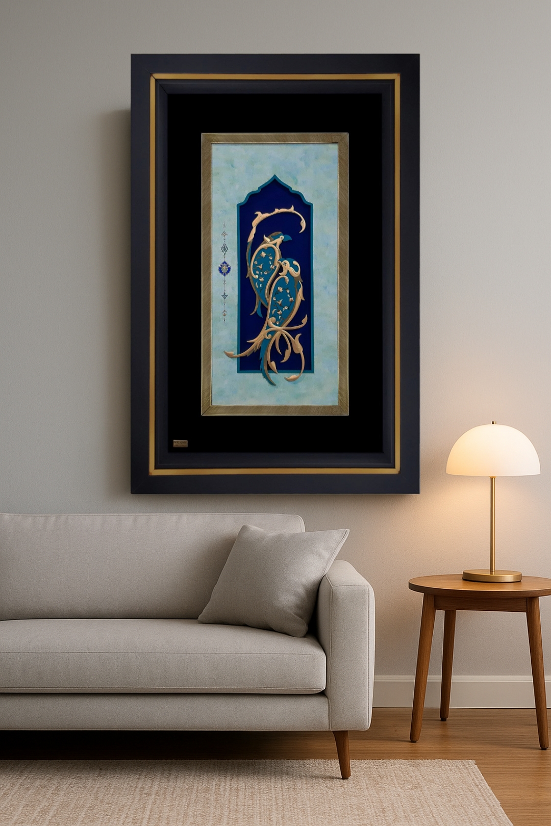 تابلو هنری مرغان بهشتی با ورق طلا ۲۴ عیار