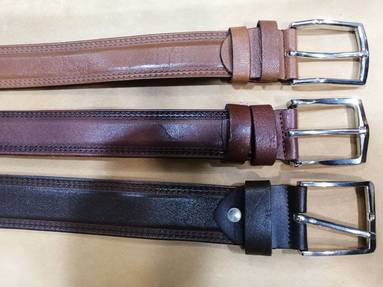 کمربند چرمی مردانه از چرم گاومیش