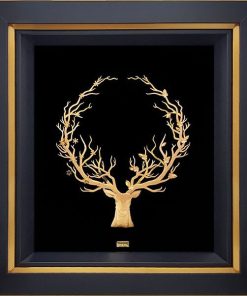 تابلو گوزن شمالی رزینی با ورق طلای ۲۴ عیار