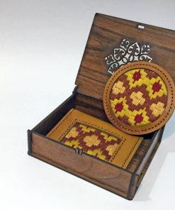 جاکارتی و آیینه جیبی چرمی دستدوز