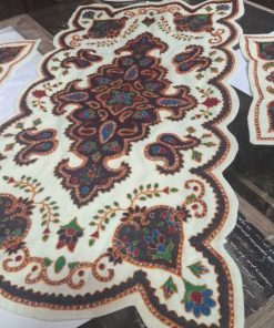 ست پته‌دوزی جلو مبلی و عسلی دست‌دوز